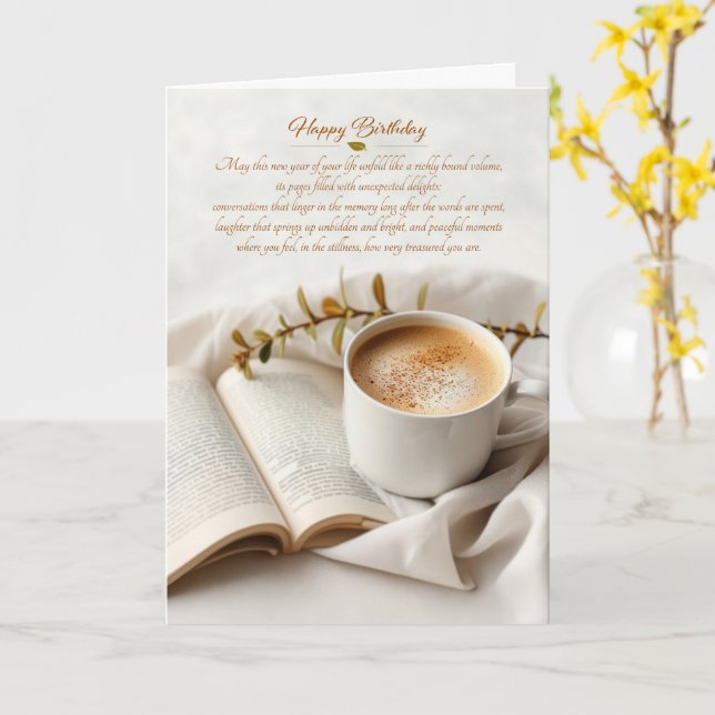Tarjeta Café y libro de cumpleaños sentimental (flor amarilla)