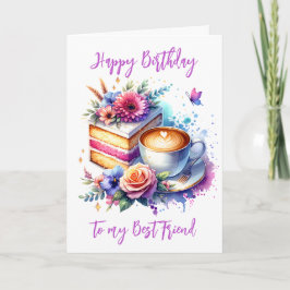 Tarjeta Café y pastel | Cumpleaños del mejor amigo