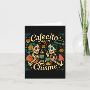 Tarjeta Cafecito y Chisme Cute de Halloween Esqueleto Dia 