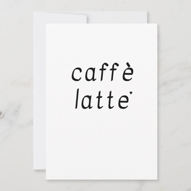 Tarjeta Caffè latte - minimalistic typography card (Anverso)