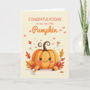 Tarjeta Caída Bebé Sprinkle Felicitaciones Pequeña Calabaz