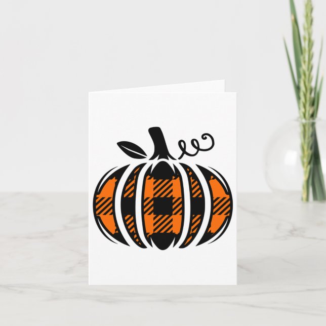 Tarjeta Caída De Calabaza Cuta Y Calabazas De Otoño Día De (Anverso)