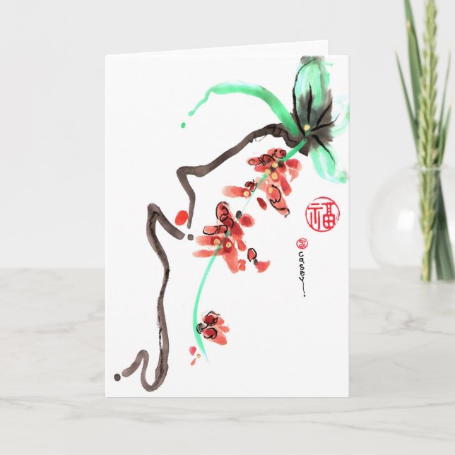 Tarjeta Caída de la flor de la primavera (Anverso)