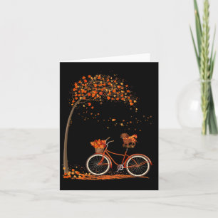 Tarjeta Caída de la hoja de perro otoño Ciclismo Diversión