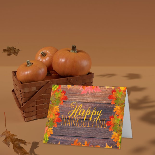 Tarjeta Caída del Otoño Sale De La Madera De Barn Feliz Dí (Subido por el creador)