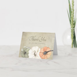 Tarjeta Caída Rústica Calabazas Naranjas Blancas De Otoño 