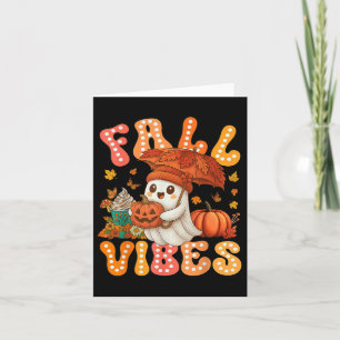 Tarjeta Caída Vibes Retro Calabaza Cute Fantasma Otoño Caí