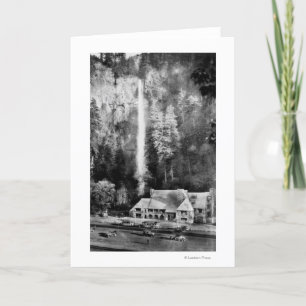 Tarjeta Caídas de Multnomah y fotografía de la casa de