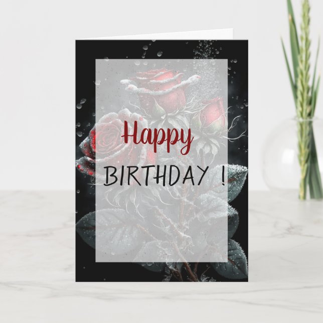 Tarjeta Caídas de Rosas Oscuras Cumpleaños Gótico (Anverso)
