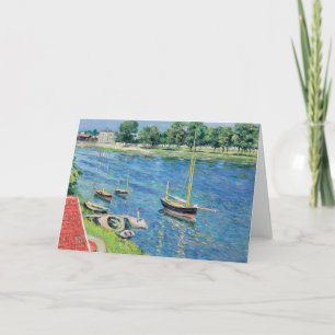 Tarjeta Caillebotte - Sena en Argenteuil, Barcos anclados