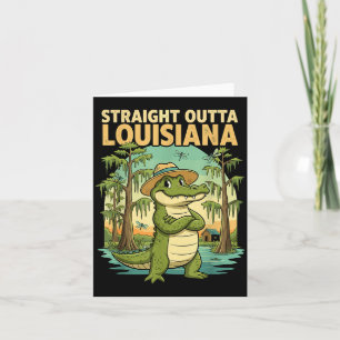 Tarjeta Caimán divertido de Luisiana ropa retro de viaje d
