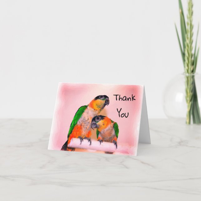Tarjeta Caique Parrot Pair Bird Gracias (Anverso)