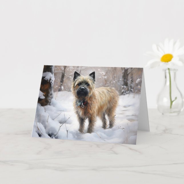 Tarjeta Cairn Terrier deja que nieve Navidades (Planta pequeña)