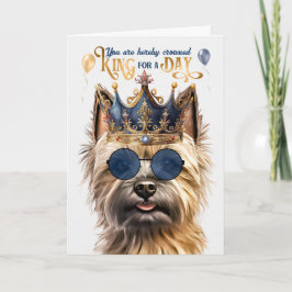 Tarjeta Cairn Terrier Dog King por un día divertido cumple