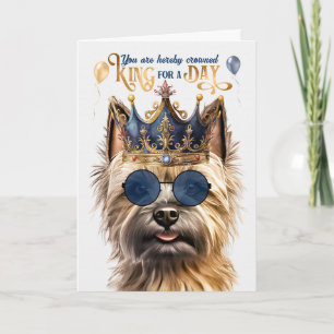 Tarjeta Cairn Terrier Dog King por un día divertido cumple