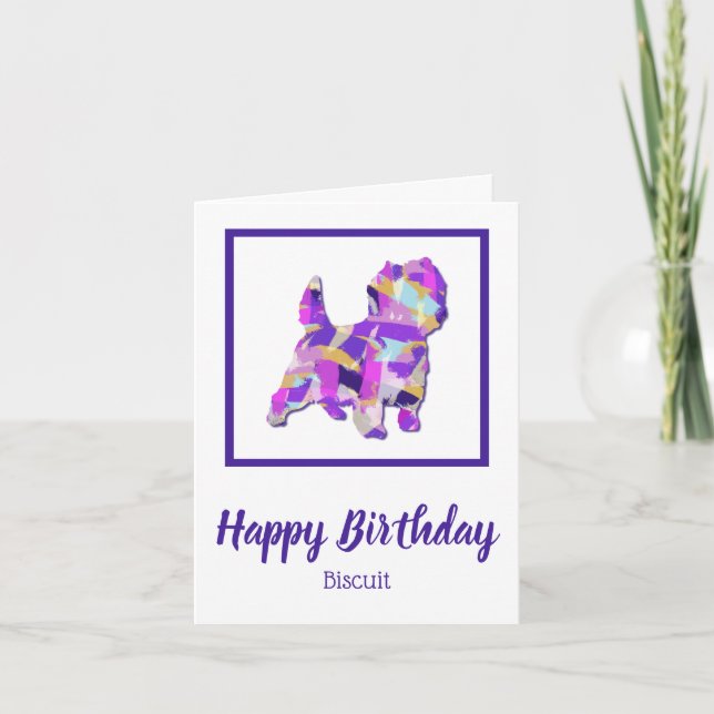 Tarjeta Cairn Terrier Dog Silhouette Cute PPY&B Cumpleaños (Anverso)