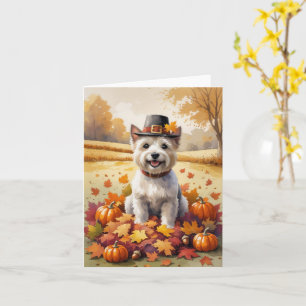 Tarjeta Cairn Terrier En Otoño Deja El Arte De Acción De G