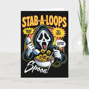Tarjeta Caja de Cereal de Terror Stab-a-loops Halloween 