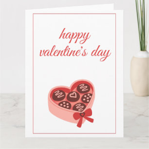 Tarjeta Caja de Chocolate en Forma de Corazón Dulce Día de