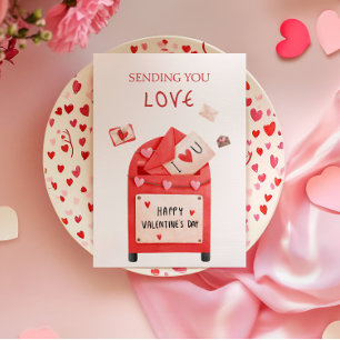 Tarjeta Caja de Correo Bonita Feliz Día de San Valentín Sa