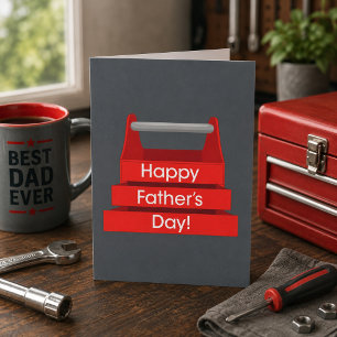 Tarjeta Caja de herramientas divertida Día del Padre Rojo 