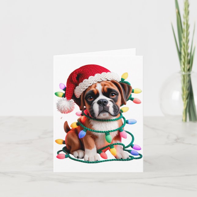 Tarjeta Caja de hilo Perro Boxer Costura Tejido Ganchillo  (Anverso)