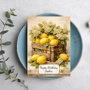 Tarjeta Caja de limones vintage