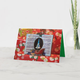Tarjeta Caja de música de navidades cerrando saludo