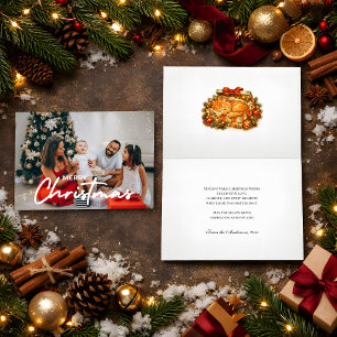 Tarjeta Caja de regalo de Navidad con gato naranja foto ac