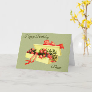 Tarjeta Caja De Rosas Cumpleaños Personalizado