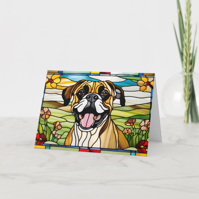 Tarjeta Caja de vidrio emplomado de Boxer lindo (Anverso)