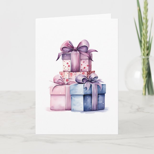Tarjeta Cajas de regalo con acuarela (Anverso)