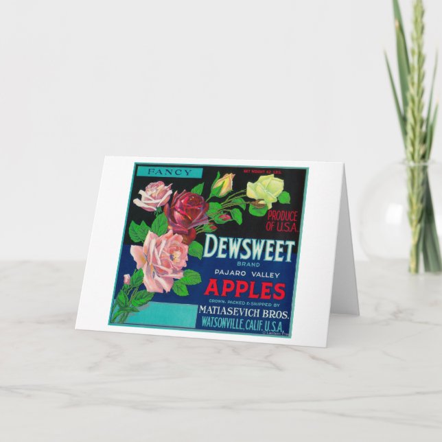 Tarjeta Cajón LabelWatsonville, CA de Dewsweet Apple (Anverso)