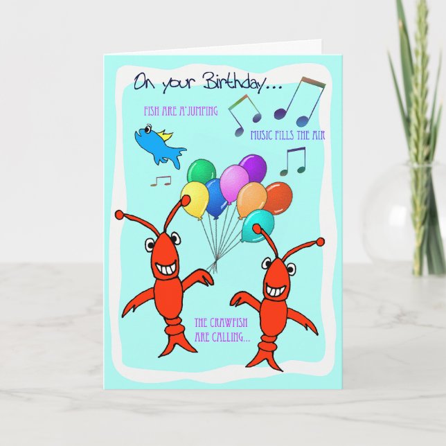 Tarjeta Cajun Crawfish Feliz cumpleaños (Anverso)