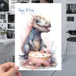 Tarjeta Cake Dinosaurio T-Rex - Niños Cumpleaños