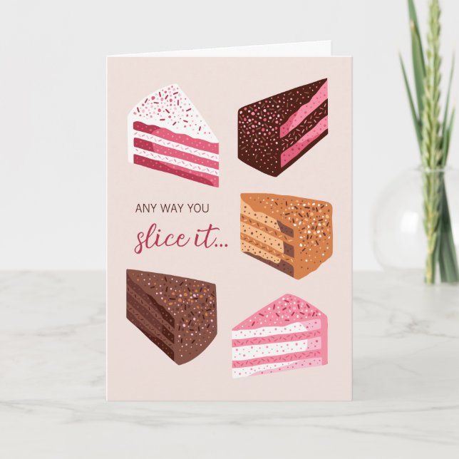Tarjeta Cake slices hand drawn illustration birthday card (Anverso)