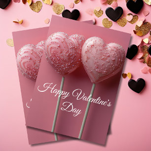 Tarjeta Cakepops con forma de corazón saludo de San Valent