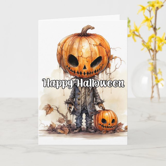 Tarjeta Calabaza alegre Halloween (flor amarilla)