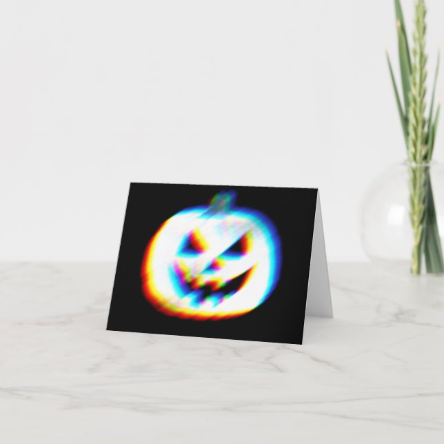 Tarjeta Calabaza Blanca Glitchy de EDM (Anverso)