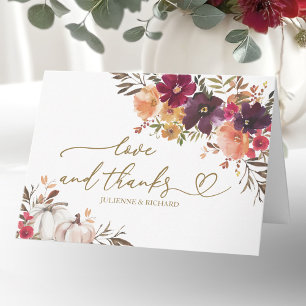Tarjeta Calabaza Borgoña Floral Boda Agradecimiento