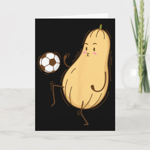 Tarjeta Calabaza Butternut Jugando Fútbol 