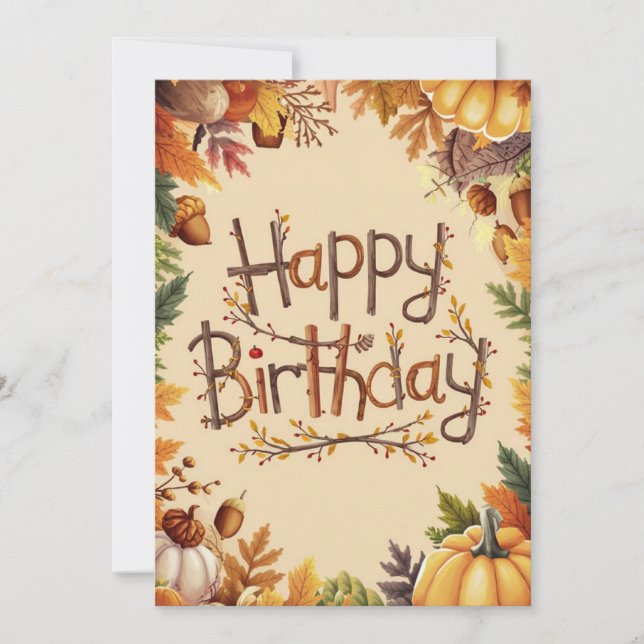 Tarjeta Calabaza cálida editable otoño otoño otoño feliz c (Anverso)