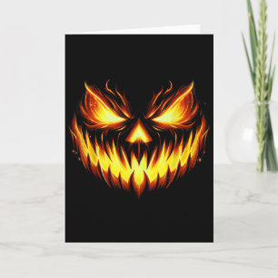 Tarjeta Calabaza Cara de Halloween Jack O Lantern Tallada 