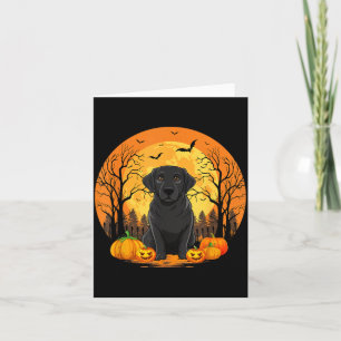 Tarjeta Calabaza con divertido disfraz de Halloween negro