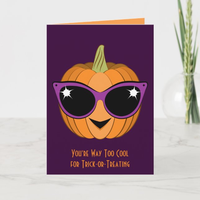 Tarjeta Calabaza con gafas de sol de Guay Retro Halloween (Anverso)