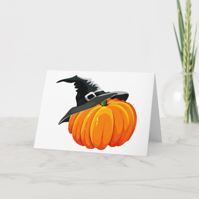 Tarjeta Calabaza con Gorra de brujas (Anverso)
