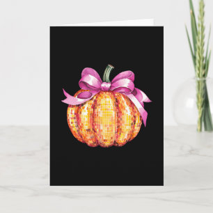 Tarjeta Calabaza Coqueta Lazo Rosa Otoño Ustedes Día de Ac