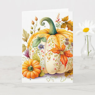Tarjeta Calabaza cosechada de otoño recién recolectada