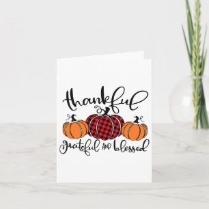 Tarjeta Calabaza De Acción De Gracias Agradecido Y Bendito