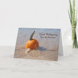Tarjeta Calabaza de Acción de Gracias en la Playa
